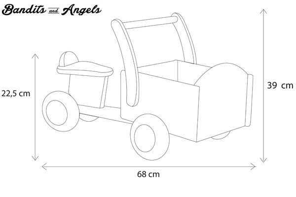 Detailskizze Abmessungen Rutschauto Bandits & Angels.