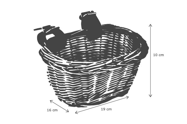 Die Abmessungen des Weidenkorbes.